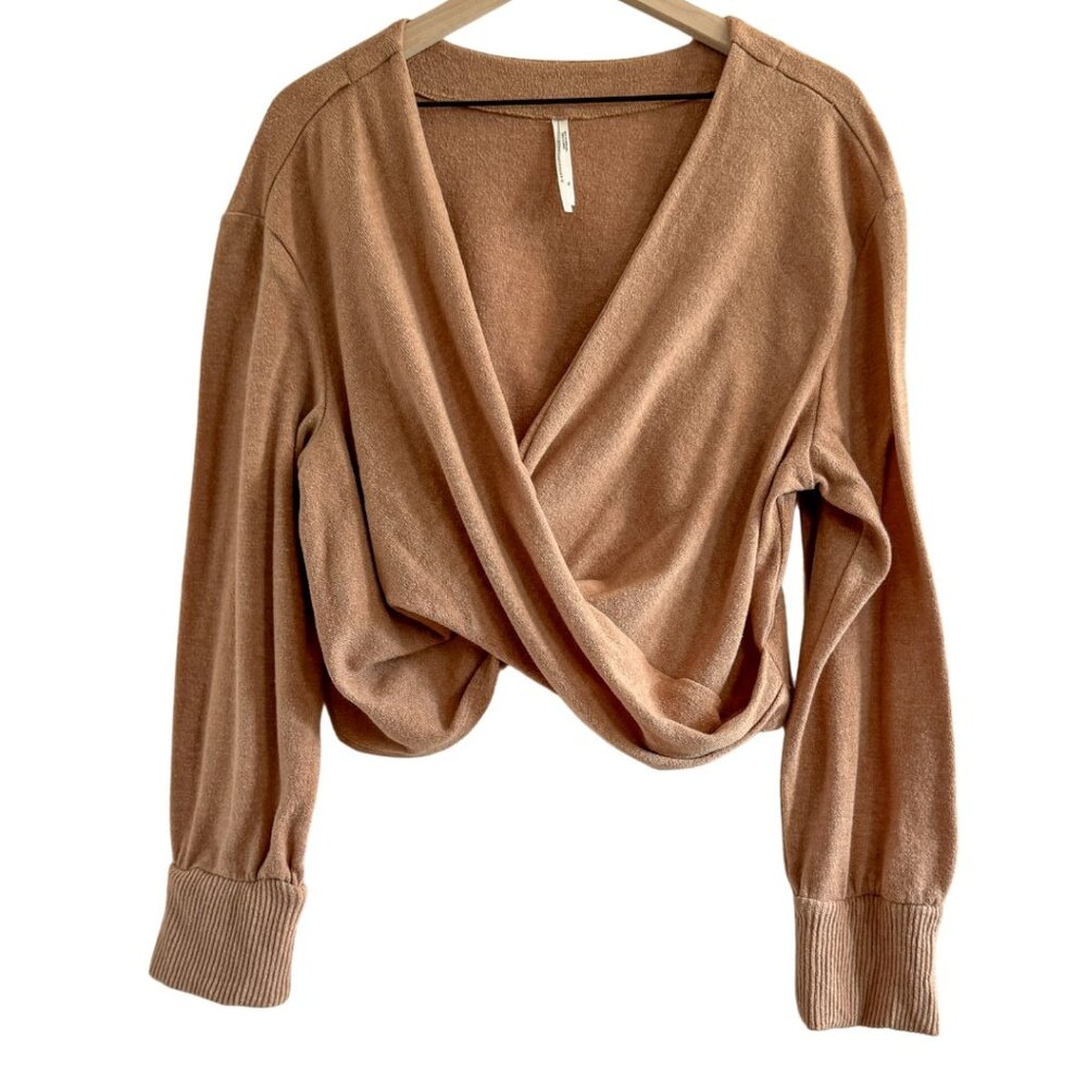 Anthropologie Draped Surplice Crossover Sweater – Camel XL